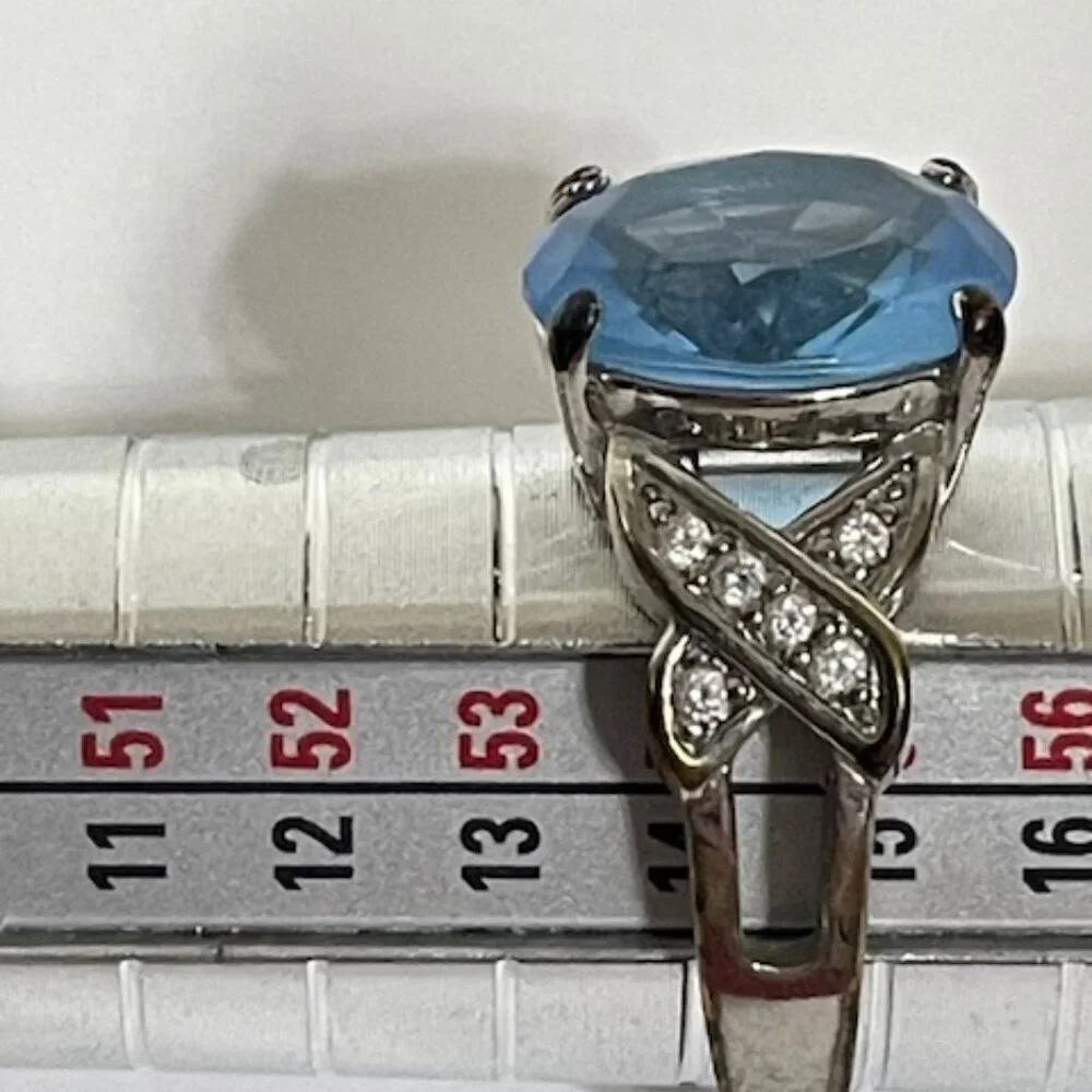 Blue topaz and silver ring.